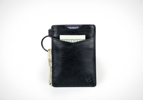 "Essential" - Vegetable Tanned Leather RFID-blocking Key Wallet (black)