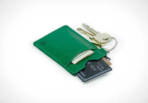 "Essential" - Vegetable Tanned Leather RFID-blocking Key Wallet (green)