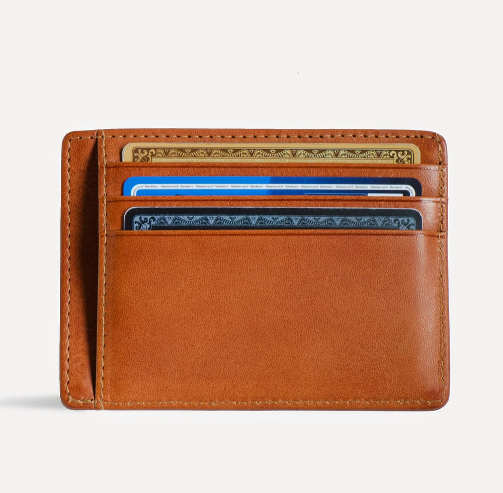 Minimalist Leather Bifold Wallet in Natural Vachetta - Thursday