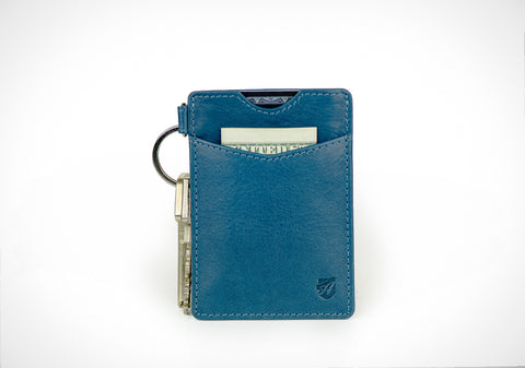 "Essential" - Vegetable Tanned Leather RFID-blocking Key Wallet (blue)