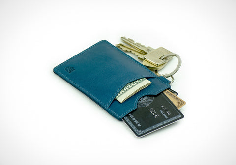 "Essential" - Vegetable Tanned Leather RFID-blocking Key Wallet (blue)