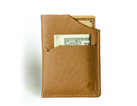 "Nano" - Saffiano Leather RFID-blocking Mini Wallet (caramel)
