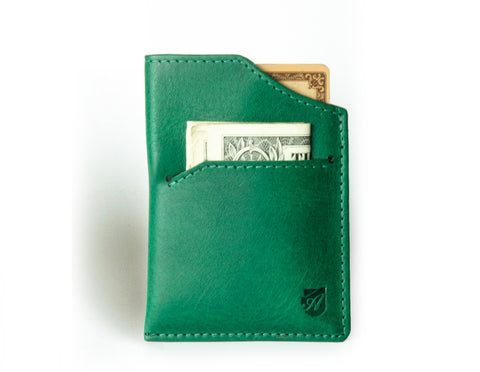 "Mirage" - Vegetable Tanned Leather RFID-blocking Mini Wallet (green)