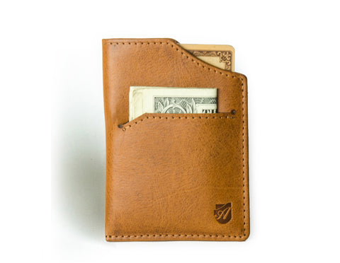 "Mirage" - Vegetable Tanned Leather RFID-blocking Mini Wallet (caramel)