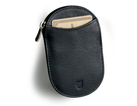 "Novelty" - Vegetable Tanned Leather RFID-blocking Coin Wallet (black)
