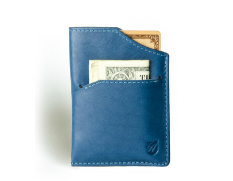 "Mirage" - Vegetable Tanned Leather RFID-blocking Mini Wallet (blue)