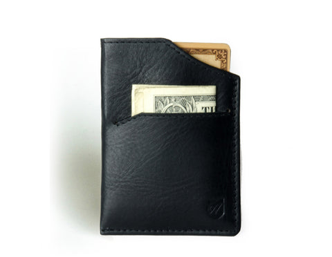 "Mirage" - Vegetable Tanned Leather RFID-blocking Mini Wallet (black)